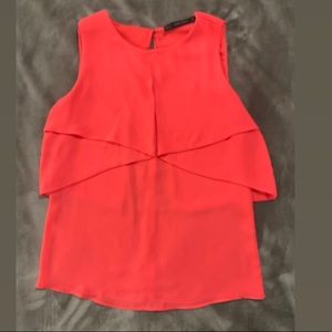 Zara basic sleeveless top chiffon pink/ salmon size XS